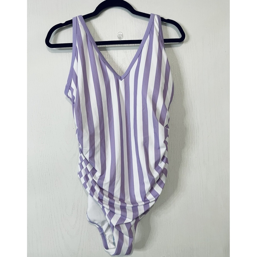 Kona‎ Sol Women's One Piece Swim Suit Size 18W Purple & White NWT